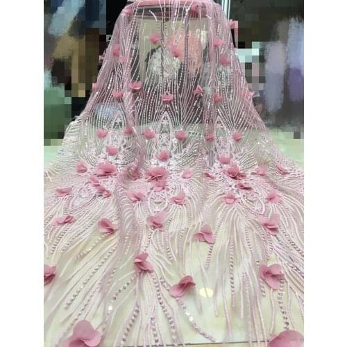 2019 New style French net lace fabric 3D flower African tulle mesh lace fabric high quality african lace fabric DYS118