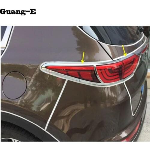 Car body rear tail back Light lamp detector frame stick styling ABS Chrome trim parts 4pcs for Kia Sportage KX5 2016 2017 2018
