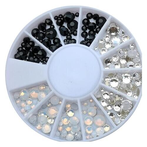 4 Designs 1pc Multi-size Opal Rhinestone 3D Nail Art Wheel Crystal Rhinestone Flatback Bottom Nail Art Decoration Gems 3 colors