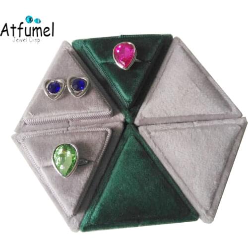 Velvet Ring Box Triangle Jewelry Ring Gift Box Wedding Ceremony Rings Earring Jewelry Packaging Display Case Ring Container