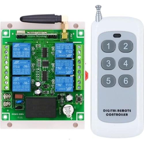 AC220V 6CH 10A RF Wireless Remote Control Relay Switch Security System tubular motor garage door shutters/ lamp /Smart home
