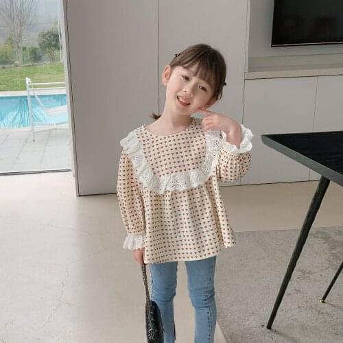 Ruffle Sleeve Girls Blouse Shirts Tops Autumn Girl Clothes Long Sleeve Heart Blouses Kids Korean Design Blouses Children Clothes