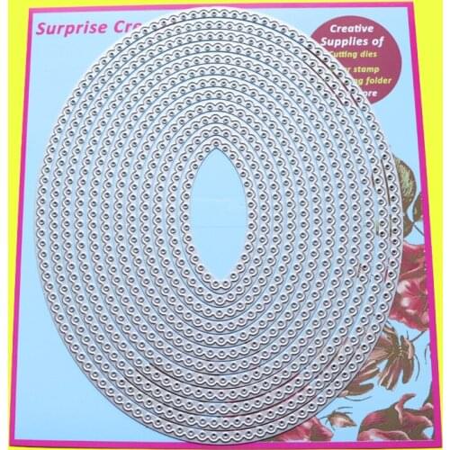 Large Cutting Dies Scalloped Dotted Oval Scrapbook Cardmaking DIY Paper Craft Metal Stencil