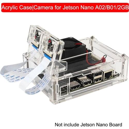 Nvidia Jetson Nano Acrylic Case Transparent Shell with IMX219 Camera + Holder + Cooling fan Option for Jetson Nano A02/B01/2GB