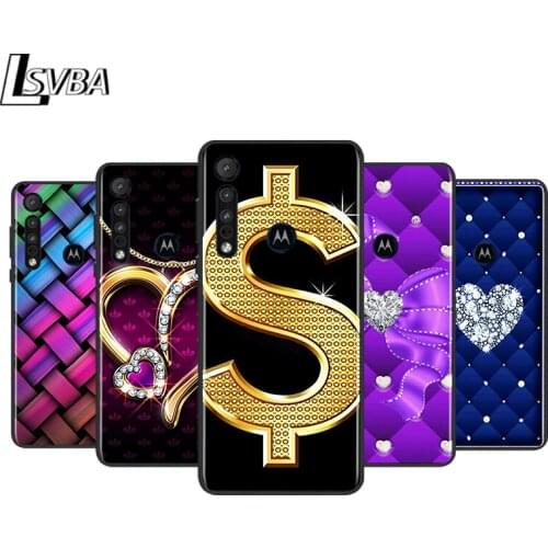 Money Diamond Art for Motorola G9 G8 G E7 E6 One Play Marco Hyper Fusion Stylus Power Edge Plus Black Phone Case