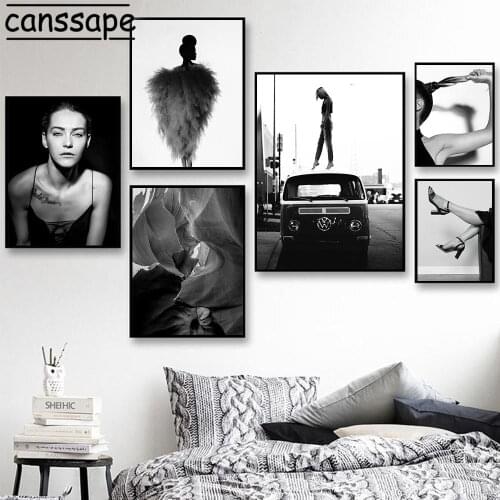 Black And White Canvas Painting Portrait Photography Wall Art Poster Modern Print Nordic Posters And Prints Living Room Decor