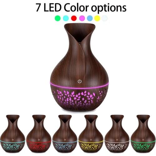 Wood Humidifier Essential Oil Diffuser 130ml Mini Aromatherapy Air Aroma Oil Humidifier Diffuser With 7 Color Led Lights