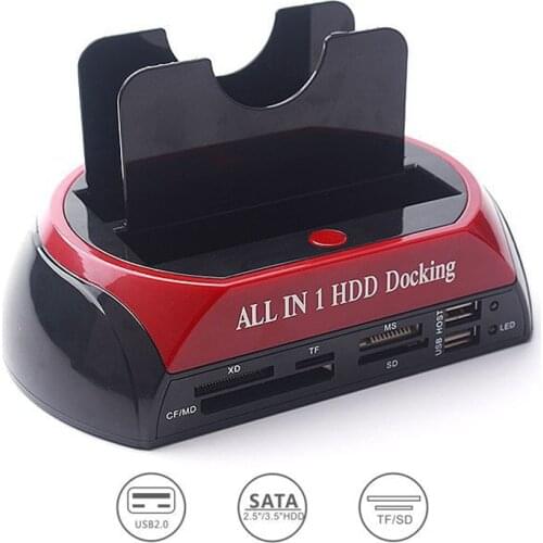 All in One HDD Docking Station with Multi Card Reader Slot for HDD Enclosure 2.5/3.5 inch SATA/IDE Hard Drive Docking Station