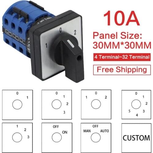 LW28-10 LW26-10 10A series Electric 1/2/3/4/5/6/7/8P 4/8/16/32 Terminals Rotary Cam Changeover Switch with Screws Useful Tool