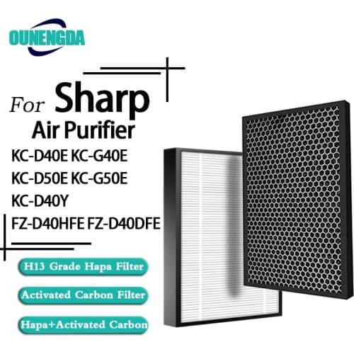 FZD40HFE HEPA Filter and FZD40DFE Activated Carbon Filter for Sharp KCD40E KCG40E KCD50E KCG50E KCD40Y Air Purifier