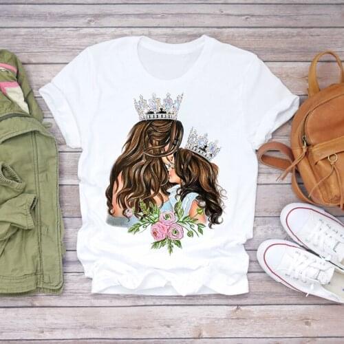 Ladies Womens Graphic Female Tee T-Shirt Women Cartoon Momlife Mom Mother Crown Cute Print Mother Lady T-shirts Top T Shirt