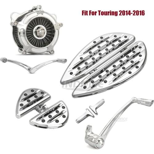 Chromed Driver Passenger Floorboards Footpegs Shifter Lever Brake Arm Air cleaner Filter Fit For harley Touring street glide FLH