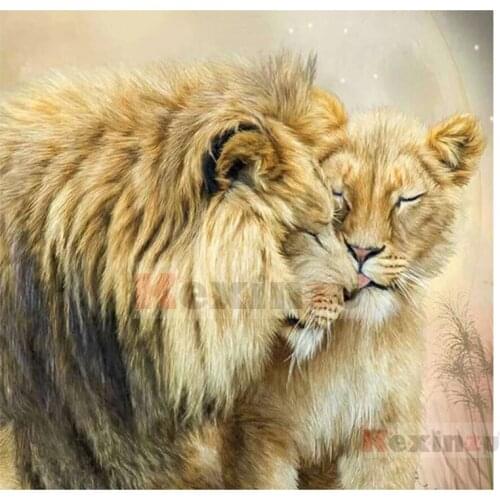 Kexinzu 5D DIY Full Square Drill Diamond Painting"Animal Lion"3D Embroidery Rhinestone Cross Stitch 5D Home Decor Gift K712
