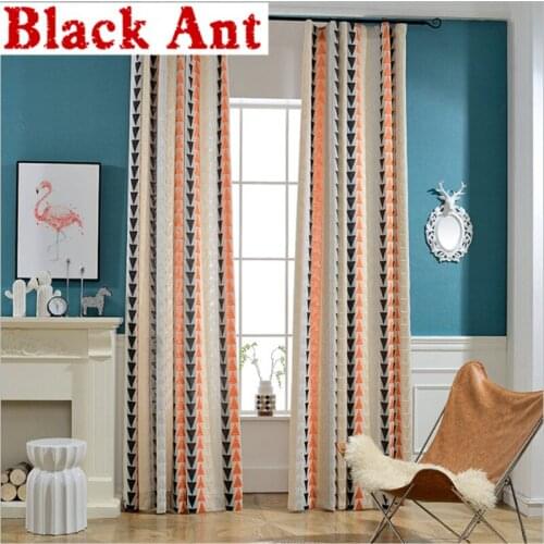 Chinese Style Geometric Curtain Semi-Blackout For Living Room Sheer Curtain Linen Fabric Bedroom Window Blinds Drape X-JD861#30