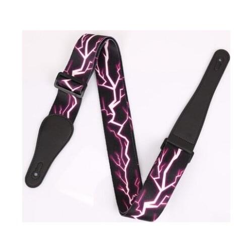 Acoustic Guitar Straps Leather Personality Widening Electric Guitar Bass Strap Wooden Guitar Shoulder Strap Purple lightning