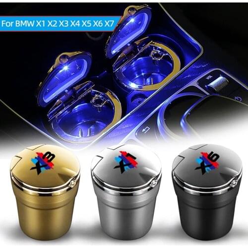 Creative Portable LED Car Ashtray For BMW f30 X1 X2 X3 X4 X5 X6 X7 with lid Ashtray for home cigarette trash can Car Styling