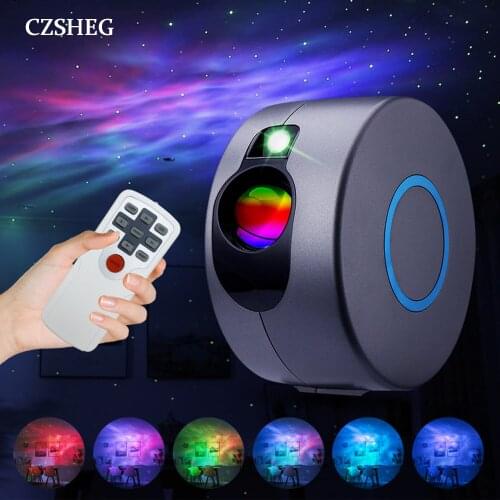 Laser Galaxy Starry Sky Projector Rotating Water Waving Night Light Led Colorful Nebula Cloud Lamp Atmospher Bedroom Beside Lamp