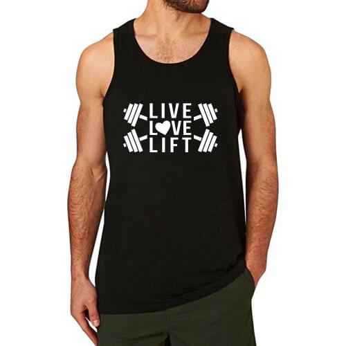 Lyprerazy Mens Live Love Lift Workout Saying Exercise Quote Healthy Gym Inspiration Ladies Summer Funny Letter Print Tank Top