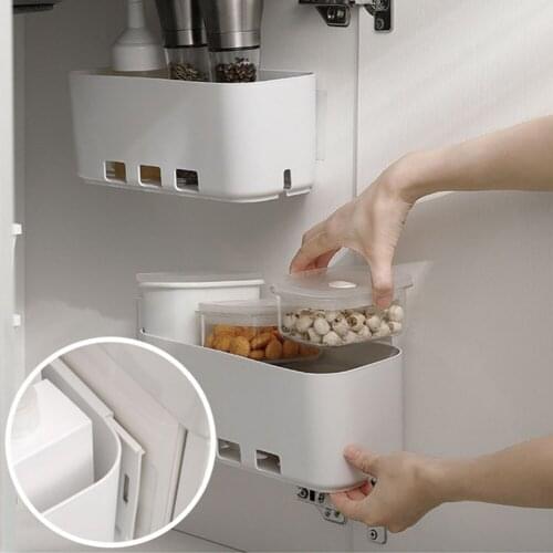 Multifunction Hang Storage Baskets Pull Kitchen Cabinets Retractable Drawer Rack Cabinet Spice Jar Bottle Shelf Bathroom