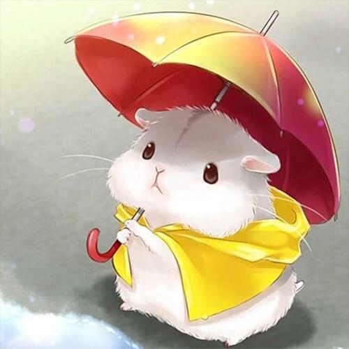 Cartoon Hamster With Umbrella Diamond Painting Round Full Drill Nouveaute DIY Mosaic Embroidery 5D Cross Stitch Animal Pattern
