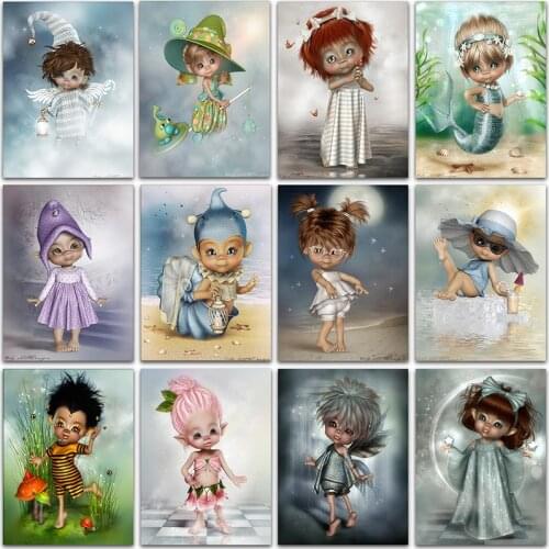 5D DIY Diamond Painting Kit Cartoon little girl boy angel baby Full Square&Round embroidery mosaic Cross stitch Paint home decor