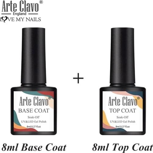 Arte Clavo Fast Delivery 8ml Top Base Coat Set Gel Nail Polish Kit Semi Permanent Hybrid Acrylic Soak Off UV Nail Art Manicure