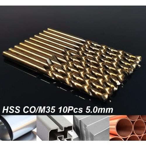 10Pcs Set 5MM HSS CO/M35 Twist Drill Bit Stainless Steel Hole Cutter The Whole Ground Metal Reamer Tools DIY Hand Tools Kit