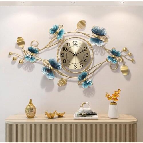 Chinese Household Style Wall Clock Luxury Living Room Restaurant Wall Clock Butterfly Orchid Supe Personality Atmosphere