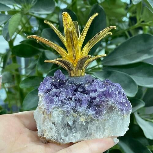 Natural Amethyst Quartz Cluster Crystal Pineapple Specimen Energy Healing