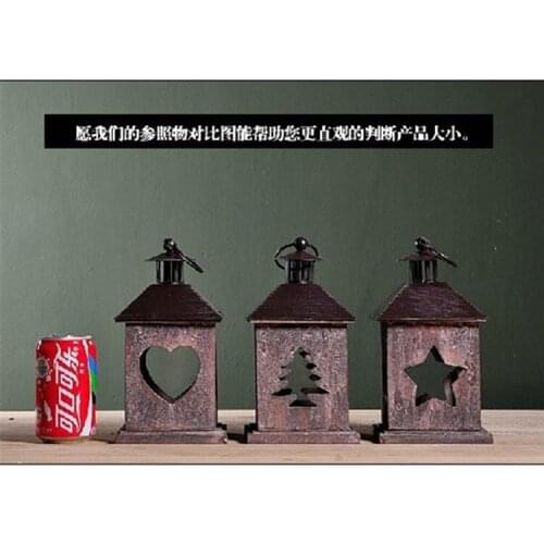 New wind Candlestick American country to do the old wooden industrial loft style lantern - openwork pattern