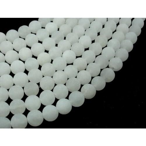 Wholesale Matte Beads l White Jades Beads Round 4mm 6mm 8mm 10mm 12mm Dull Polished Round Loose Gem Stone Beads 15.5" strand