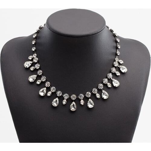 Necklace Clavicle Chain Womens Multicolor Rhinestone Jewelry Wedding Party Accessories All-Match Color Simple CORUIXI H092320