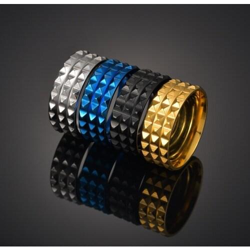 Latest Fashion Fortunately Black Blue Women Men Stainless Steel Ring Hiphop Jewelry Wedding Band Rings Valentine Gift