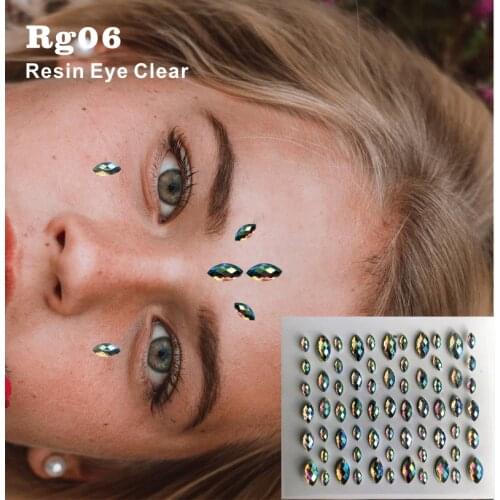 RG06 Clear Shine Eye Shape Resin DIY Face and Eye Gem Jewel Sticker you can be shine with in fantasy costume, festival