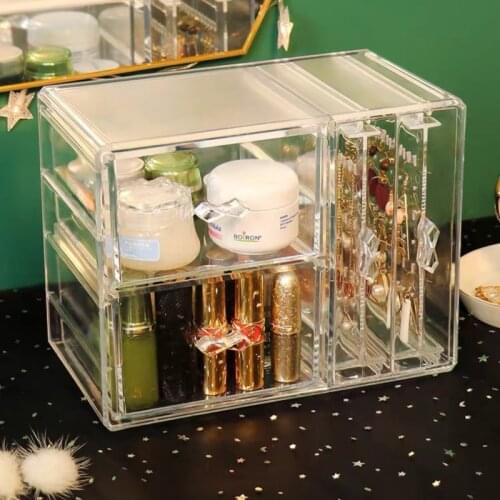 New Dresser Transparent Jewelry Storage Box Necklace Earrings Make Up Organizer Drawer Large Capacity Plastic Storage Container