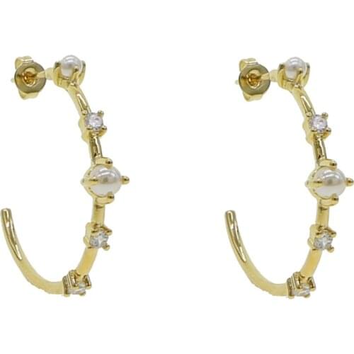 Pearl hoop earring classic simple fashion girl women jewelry wholesale