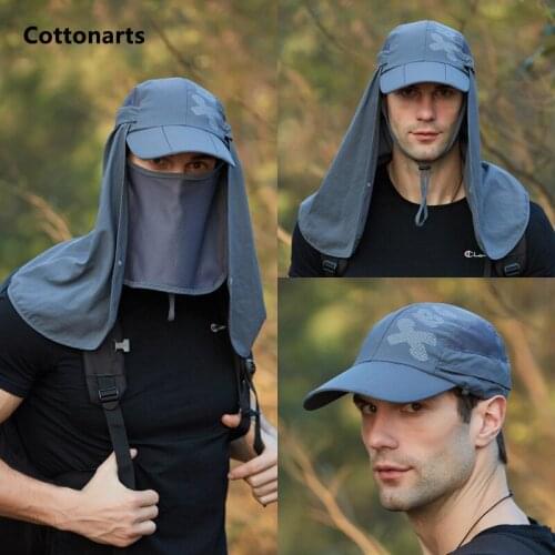 3-fold Design Fisherman Hat Male Mountaineering Hiking Hat Enlarged Shawl Sunhat Sunscreen Quick-drying Hat Unisex Baseball Cap