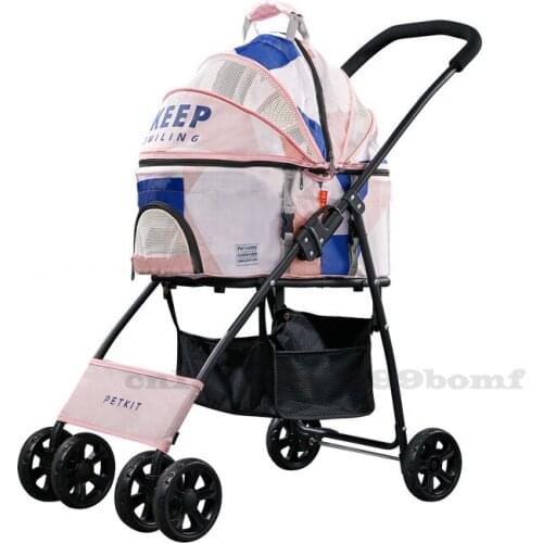 Foldable Lightweight Pet Stroller with Detachable Basket Cat Dog Carrier Outing Small Pet Stroller Bearing 7kg