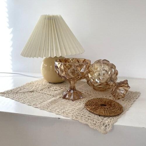 Ins wind crystal glass retro amber embossed goblet salad fruit dessert cup home hotel yogurt ice cream cup