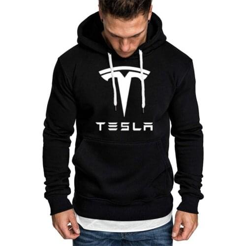 Hoodies Men Tesla Car Logo Print Sweatshirt Spring Autumn New Fashion Men Hoodie hip hop harajuku Casual Hoody Fleece tracksuit