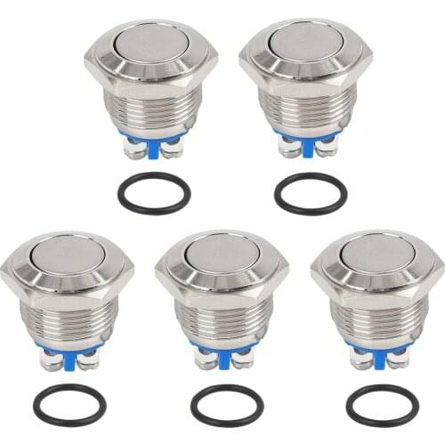 Uxcell 5pcs Metal Car Push Button Switch Momentary Latching 3A 250V 16mm Thread Dia