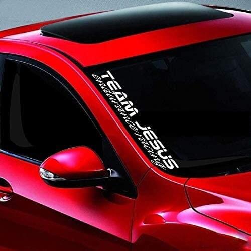 For Graphics 20" Team Jesus Racing Side Windshield Banner Christian Car Sticker Vinyl Decal Color: White