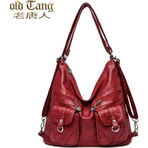 Large Capacity Designer Vintage Leather Shoulder Bags for Women 2021 Female Handbag Crossbody Bags Lady Tote Purse