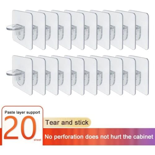 20Pcs Adhesive Wall Hook Wall Hanger 5kg Load-bearing Shelf Support Hook Kitchen Bathroom Closet Sticker Triangle Bracket
