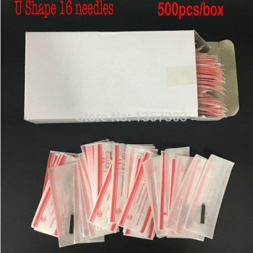 500 Pcs 16 Pin Needle U Shape Eyebrow Tattoo Superior Microblading Blades For Permanent Makeup Manual Pen 3D Eyebrow Embroidery
