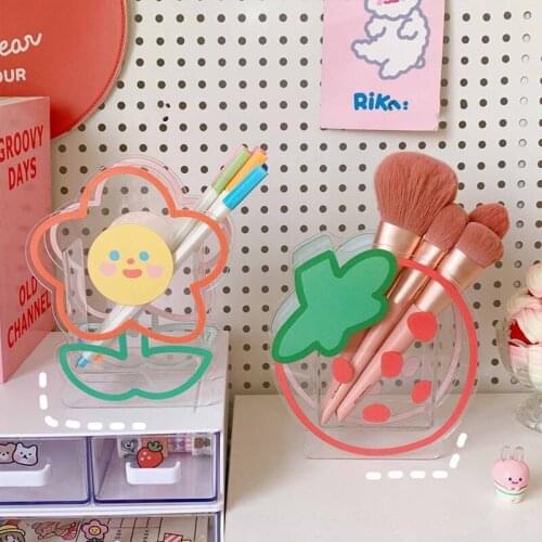 Acrylic Pen Holder Desktop Storage Box Creative Cute Bear Rabbit Office Stationery Cosmetics Transparent Storage Box |pen Holder