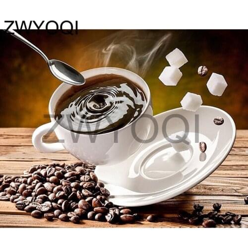 Full Round Diamond painting Cross stitch coffee Full Square Diamond embroidery coffee Sugar DIY 3D Diamond mosaic coffee Sugar