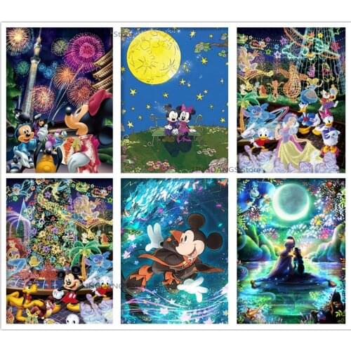 5d Diy Diamond Painting Disney Lamp Character Collection Mickey Minnie Aladdin Magic Lamp Diamond Mosaic Cross Stitch Home Decor