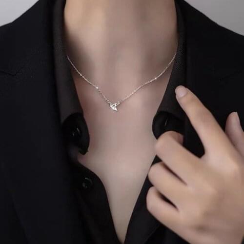 Thousand Paper Crane Gold Color Cubic Zirconia Clavicle Chain Necklace For Women Girls Korean Fashion Dainty Jewelry