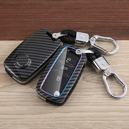 Key Case Fob Cover Keychain Shell Holder Fit For Volkswagen Golf Eos MK6 Tiguan Polo MK5 Touran Car Carbon Fiber Accessories
